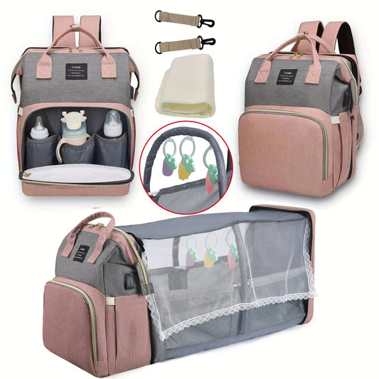 Baby Diaper Bag Backpack, USB, Charging, Changing Pad Shade, Mosquito net.